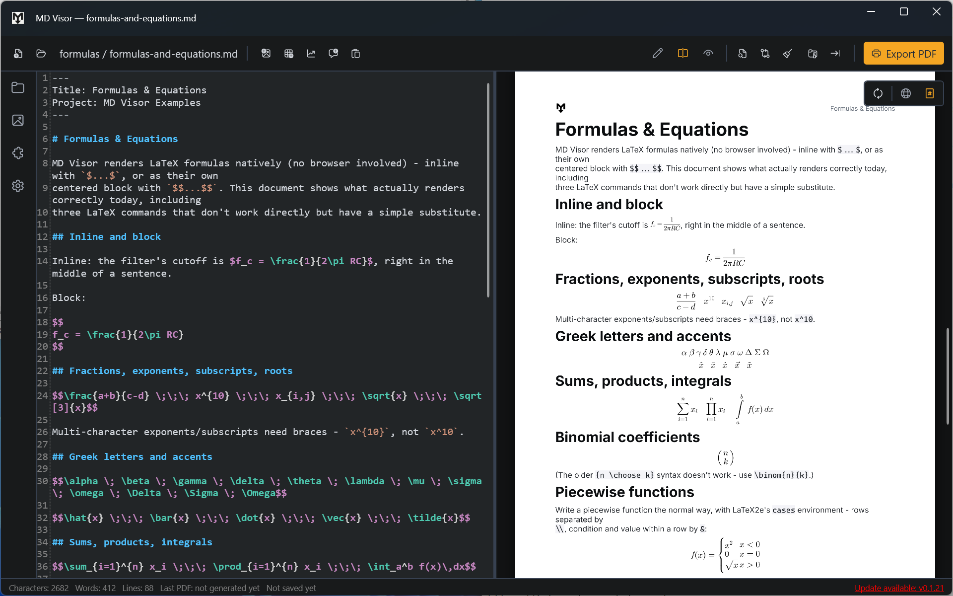 MD Visor - editor and live preview