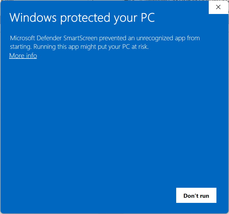 Windows SmartScreen – tlačítko Další informace